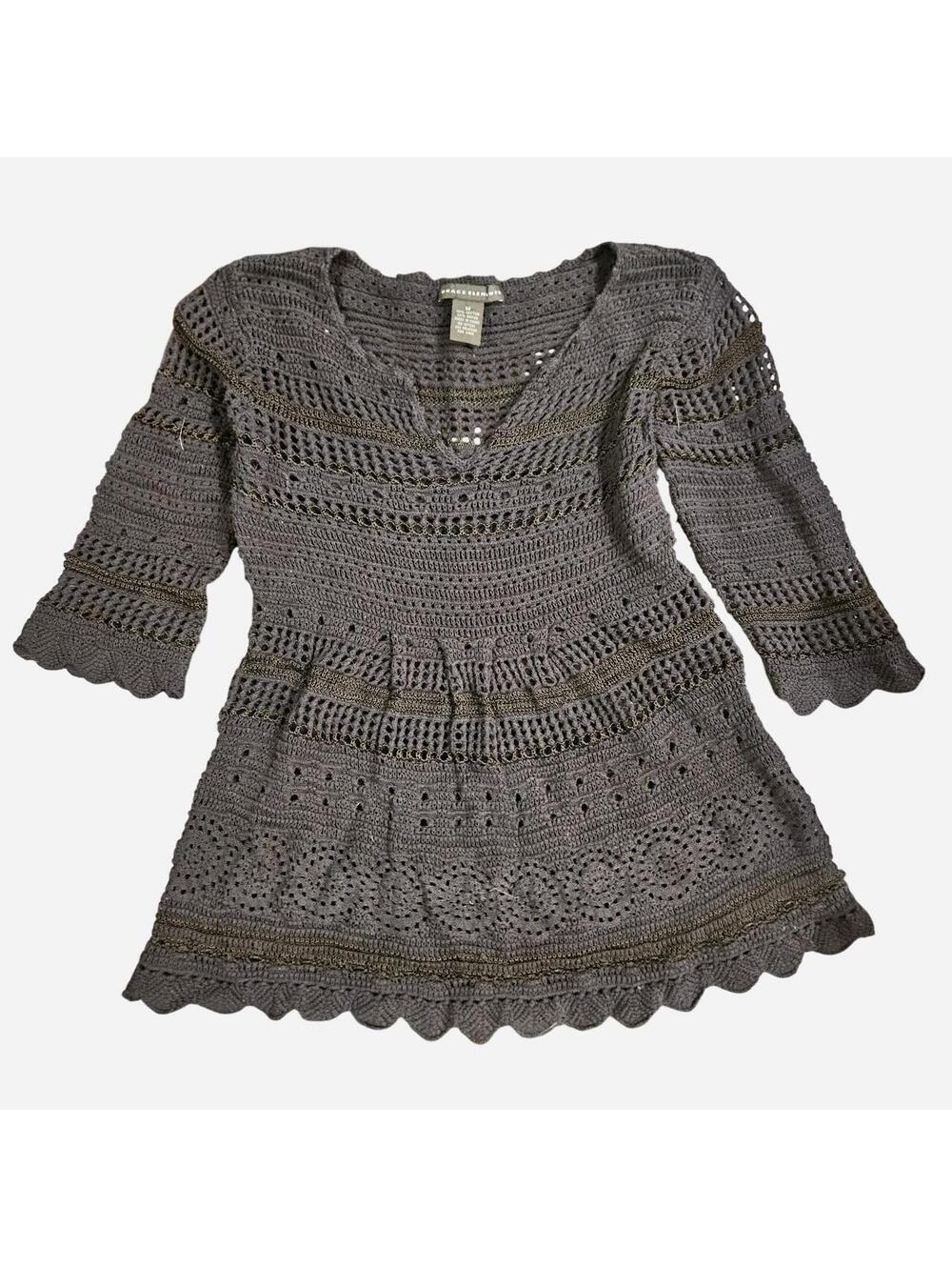 y2k vtg cotton crochet blouse